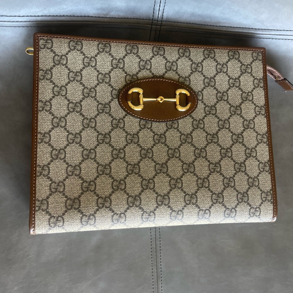 Gucci GC Supreme 1955 Horsebit Pouch Clutch